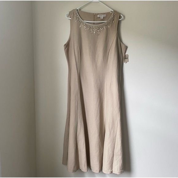 Coldwater Creek Beaded Day Dress Gored Flared Embellish Vintage Vibe Lined Sz 14 - Picture 4 of 17